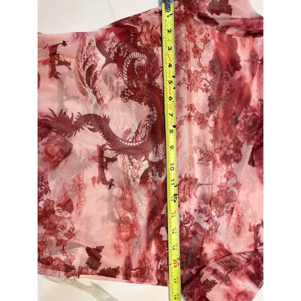 Missguided Pink Burgundy Dragon Tattoo Micro Mesh Sheet Bodysuit 8 Baddie Y2K - Picture 6 of 8